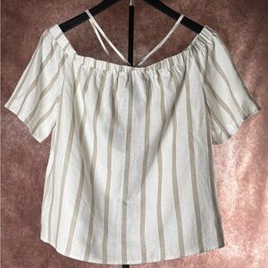 Vince Camuto Off Shoulder Linen Blend Blouse NWT Size S